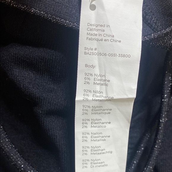 Fabletics low impact black & silver sparkle seamless lurex strappy bra size m - Picture 7 of 9